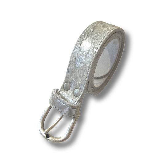 Cow Hide Belt with Silver Foil