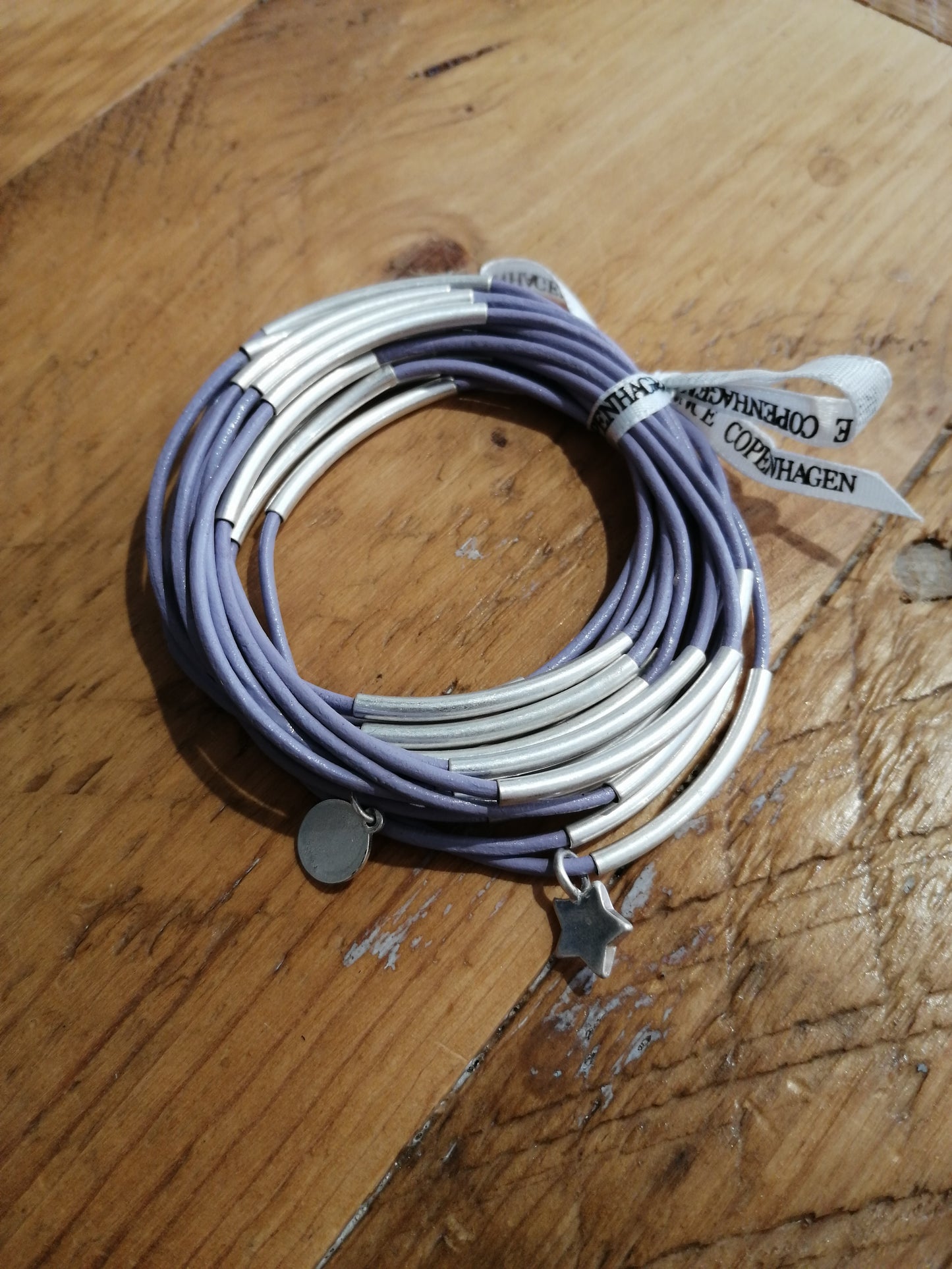 Urban Gypsy Stack Bracelet In Light Purple/Lilac Matt Silver