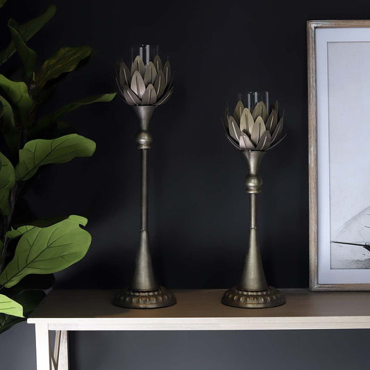 Tall Metal Floral Candle Holder