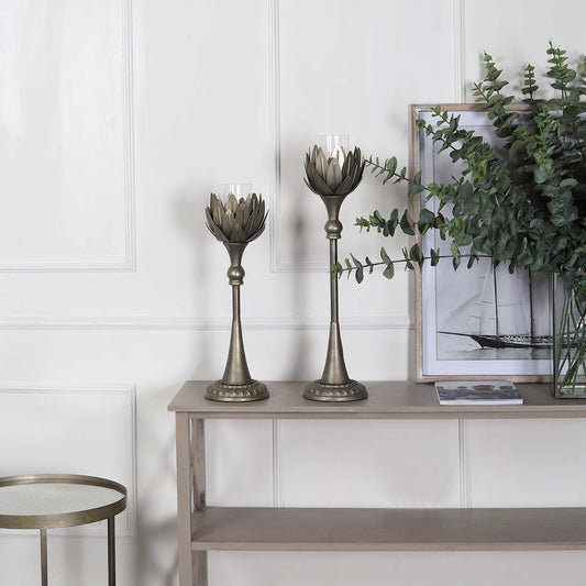Very Tall Metal Floral Candle Holder