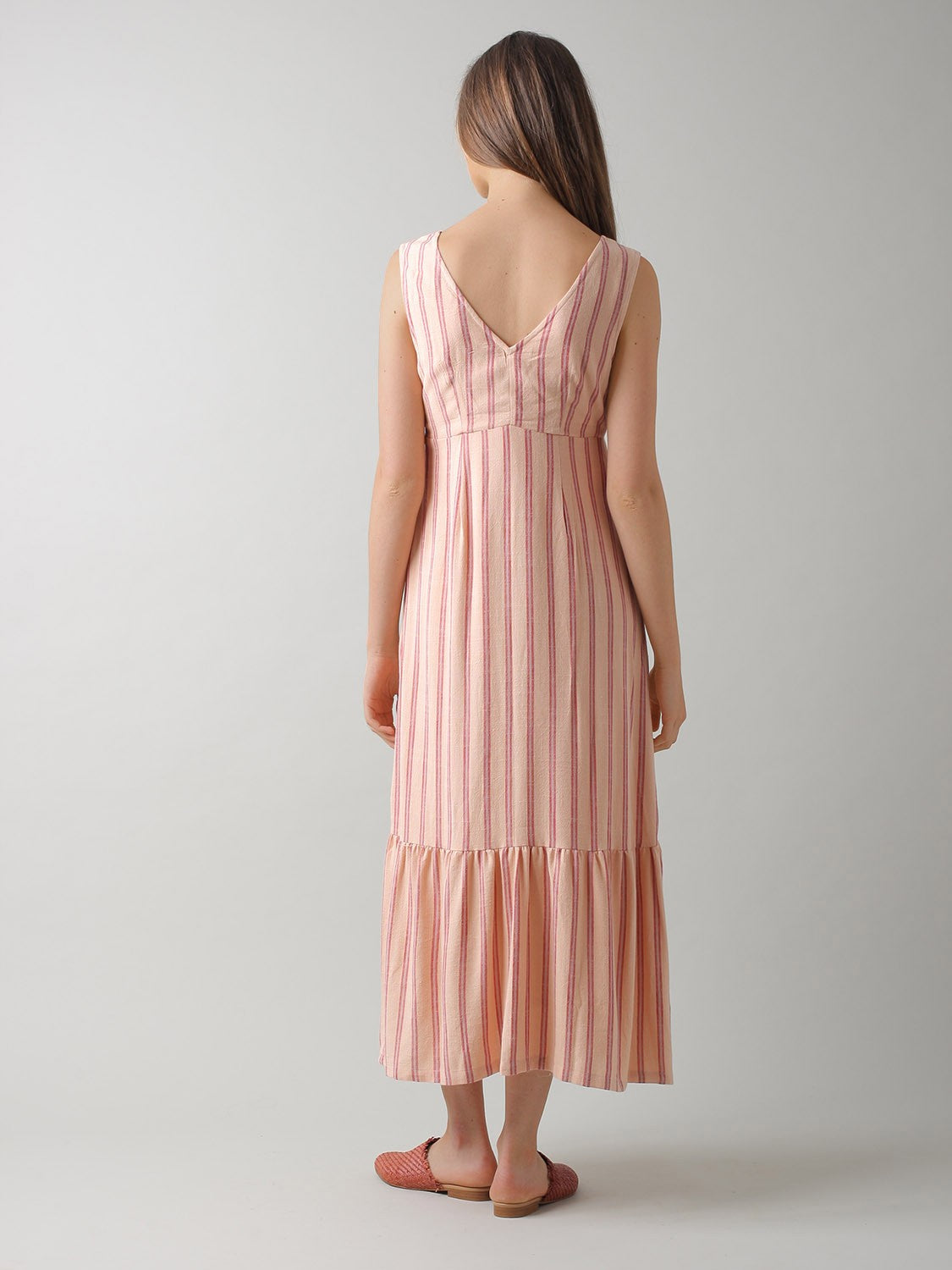 Sleeveless Tiered Dress With Stripe Detail