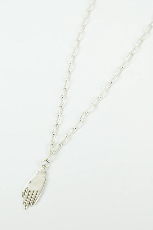 Silver Link Chain with Hand Charm