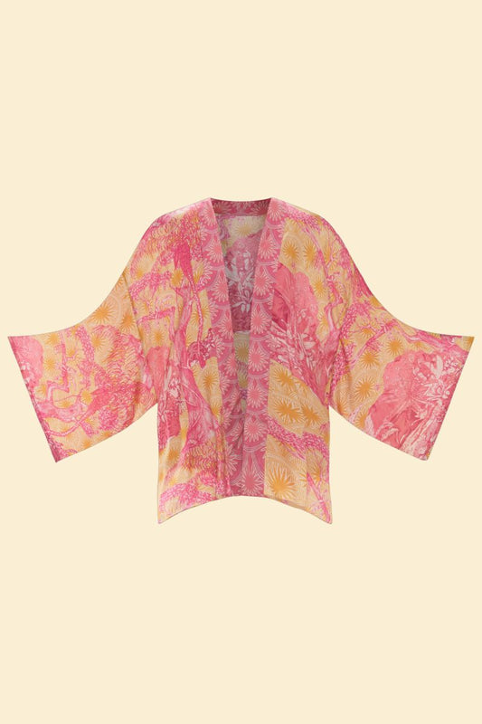 Tropical Toile Kimono Jacket in Pineapple & Fuchsia
