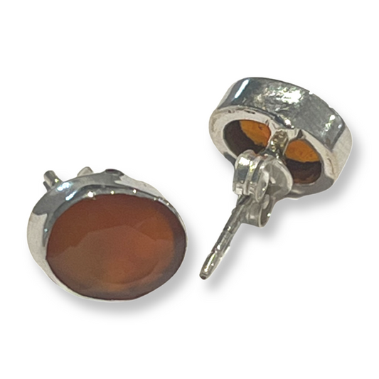 Oval Paprika Crystal Earrings in Silver