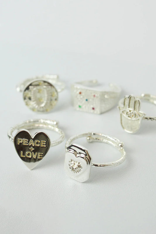 Adjustable Silver Statement Rings