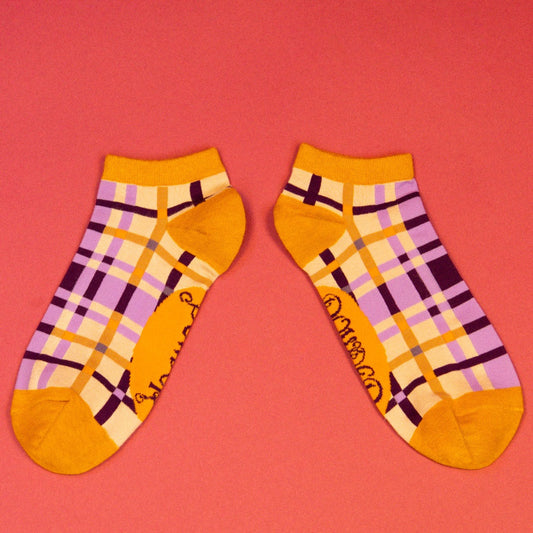 Purple Check Trainer Socks