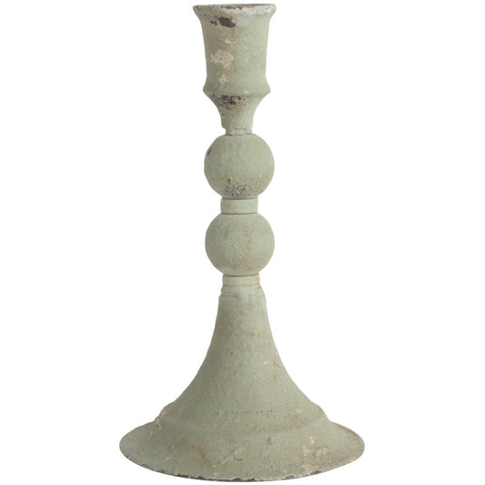 Small Grey Green Antique Candlestick