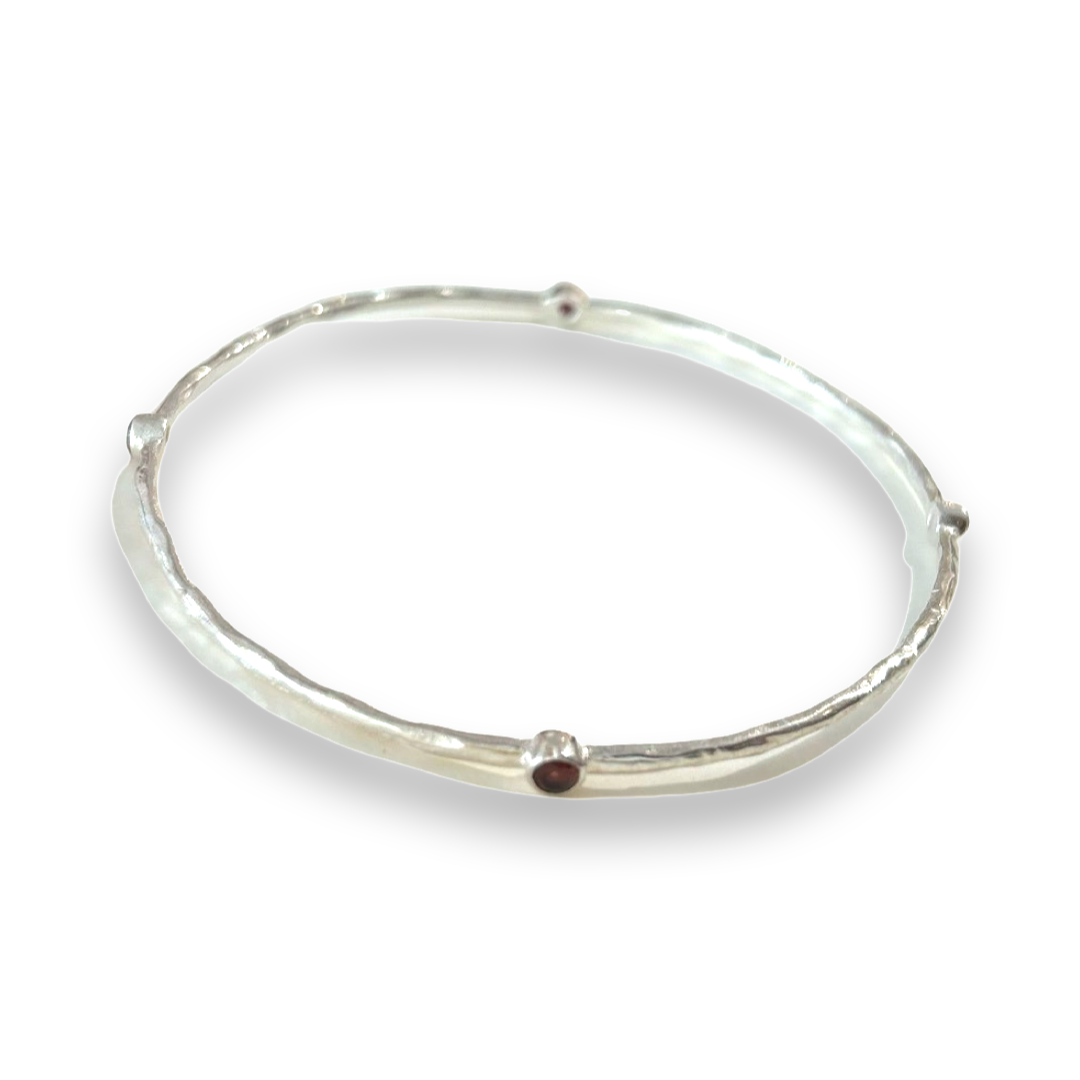 Silver Bracelet with Seed Assorted Stones