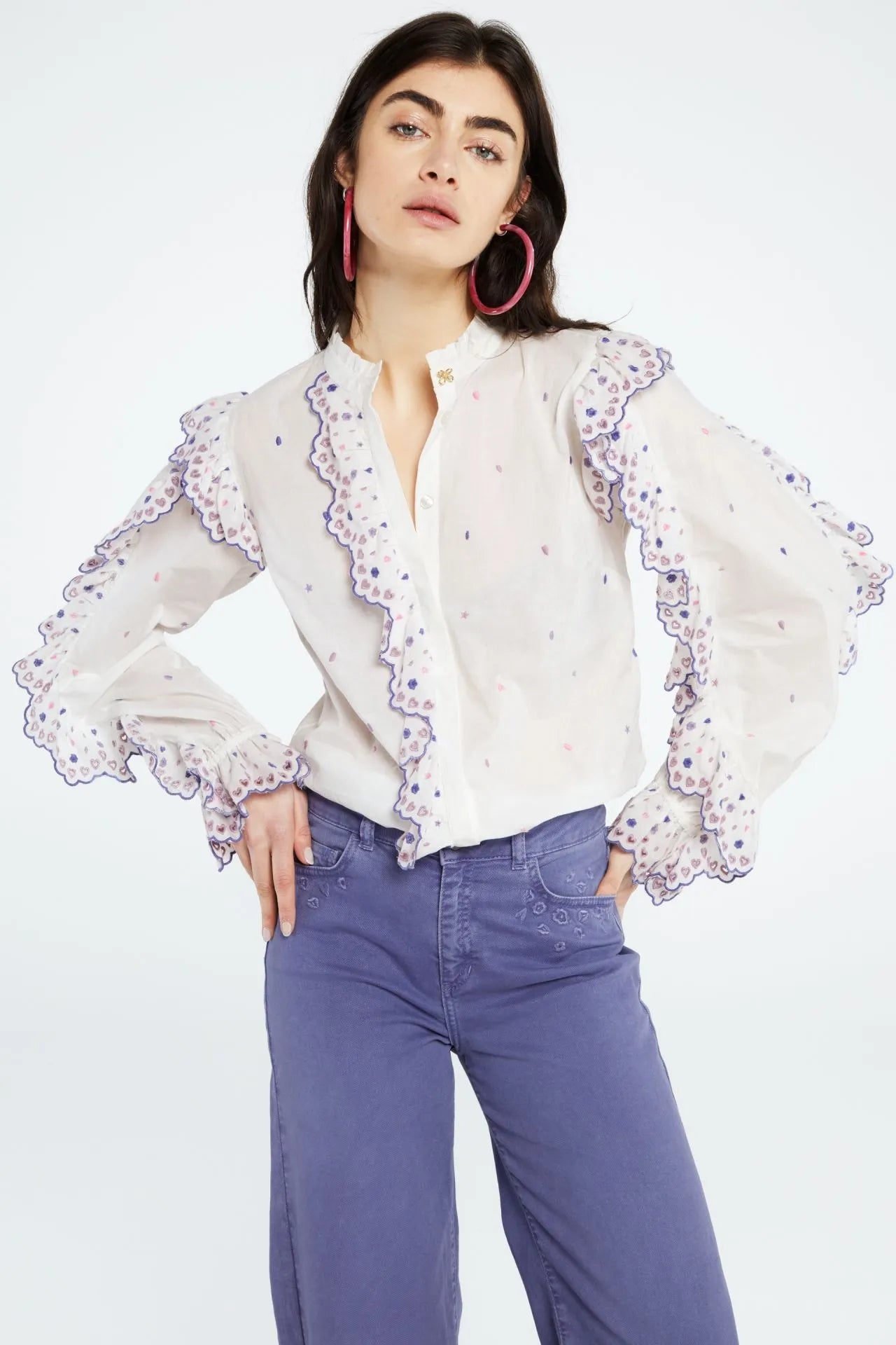 Josie Shirt in Cream and Lilac – Luxury Bubble