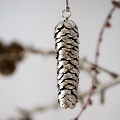 Large Antique Fir Cone In Silver