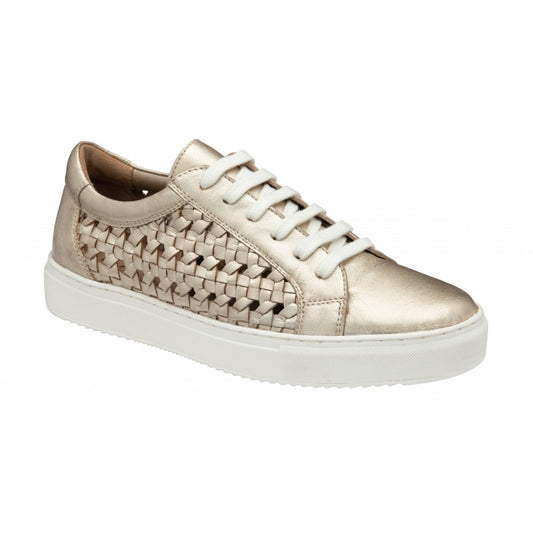 Light Gold Lambert Leather Lace-Up Trainers
