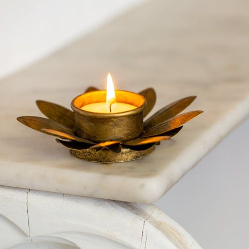 Aztec Votive Holder in Antique Gold