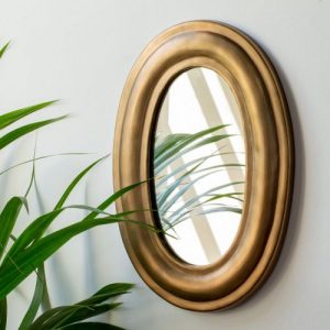 Oval Mirror Antique Brass Finish