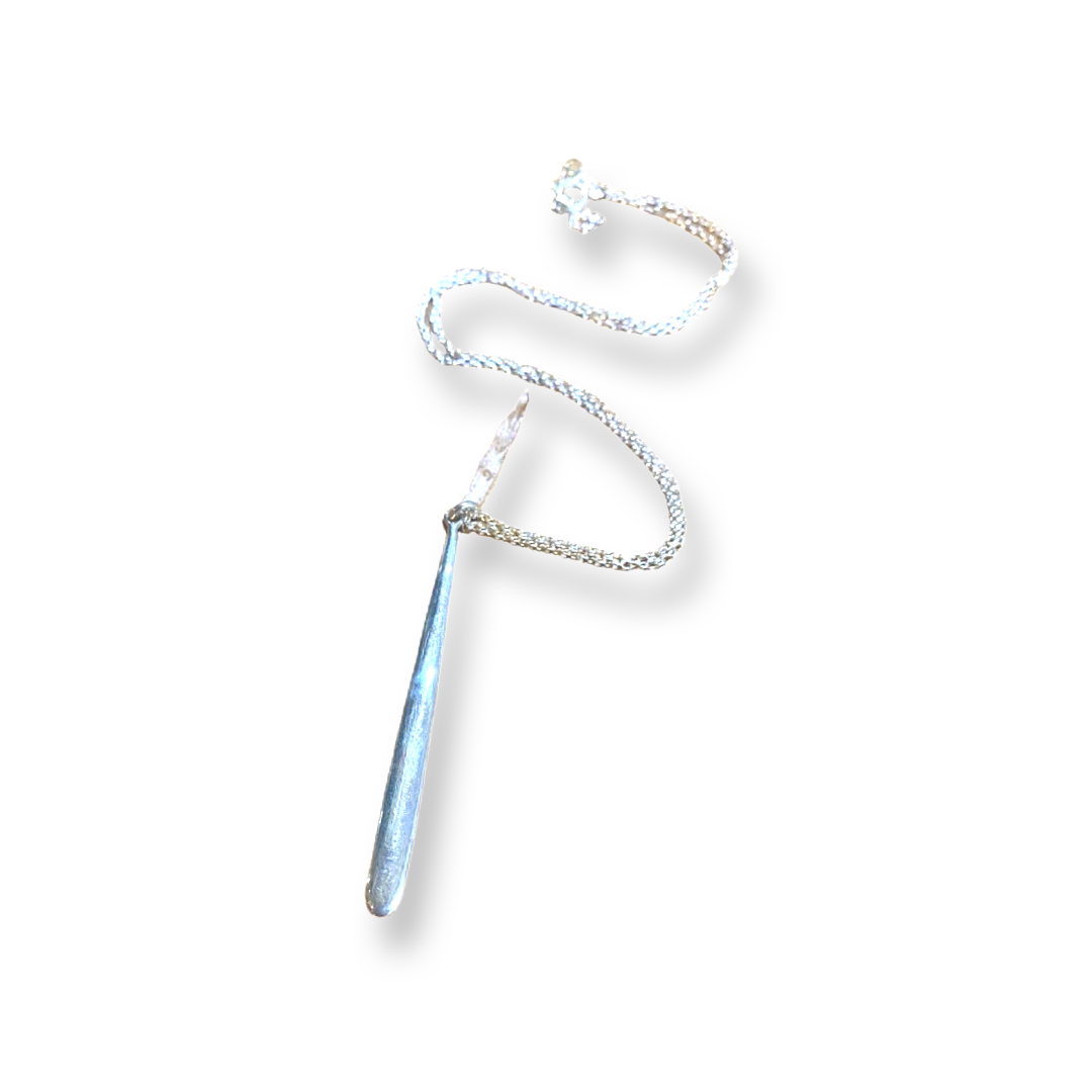 Silver Necklace with Decorative Baton