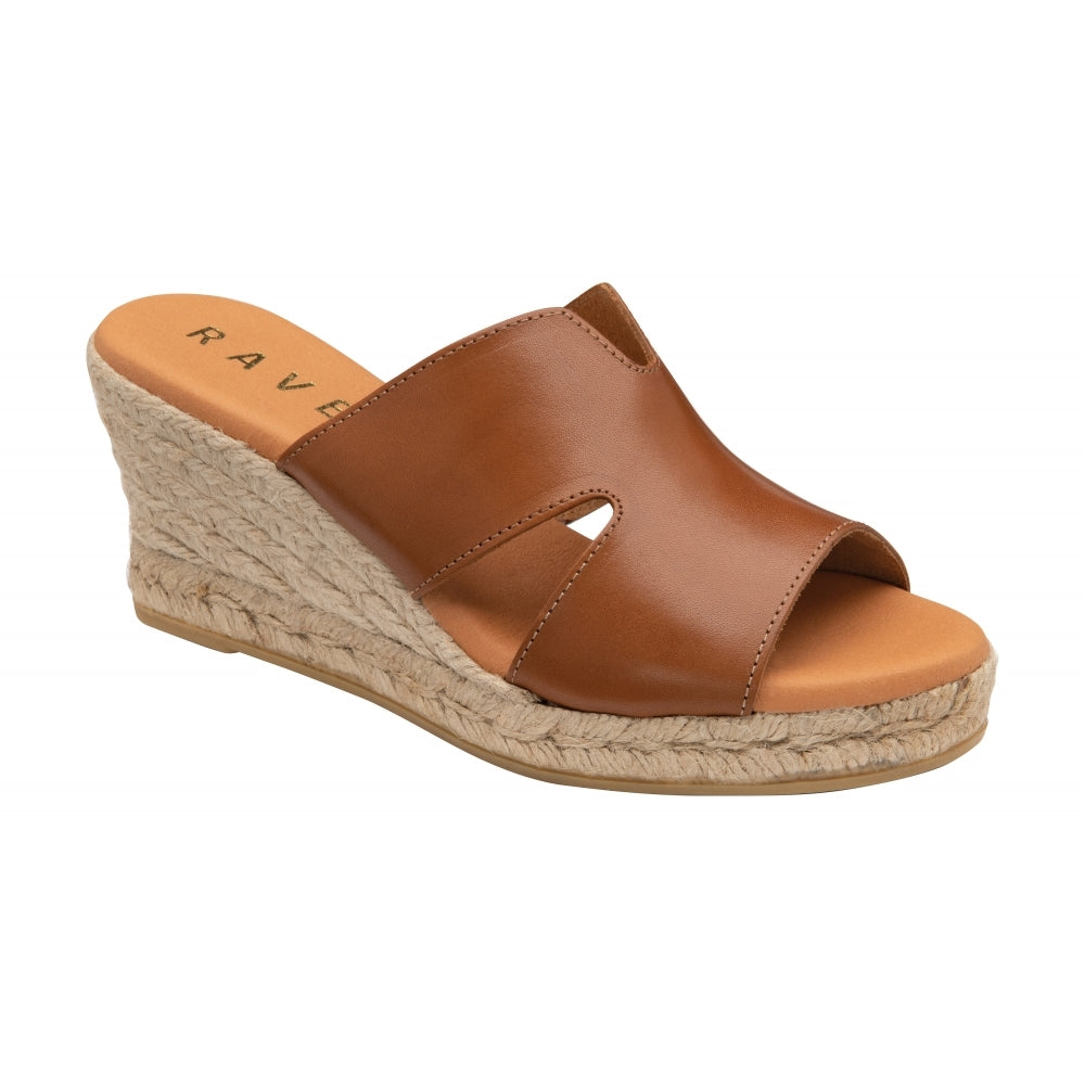 Tan Leather Arby Wedge Mule Sandals