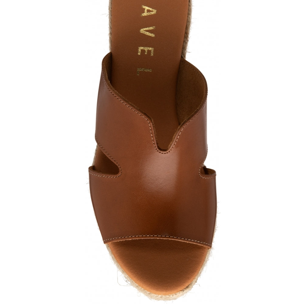 Tan Leather Arby Wedge Mule Sandals