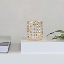 Diamond Brushed Gold Candle Holder