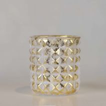 Diamond Brushed Gold Candle Holder