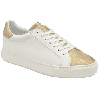 White & Gold Pearl Lace-Up Trainers