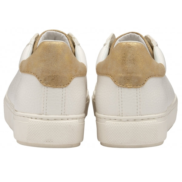 White & Gold Pearl Lace-Up Trainers