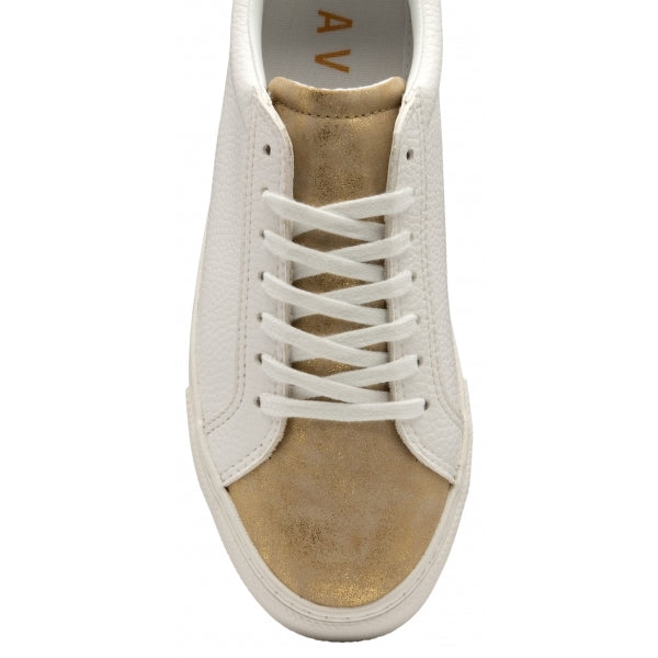 White & Gold Pearl Lace-Up Trainers